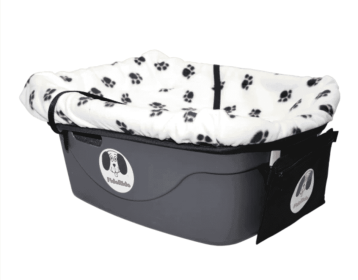 FidoRido - white/black paws fleece Car Seat with Small harness