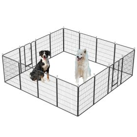 Dog Playpen Outdoor, 16 Panels Dog Pen 40" Height Dog Fence Exercise Pen with Doors for Large/Medium/Small Dogs, Portable Pet Playpen for Yard, R