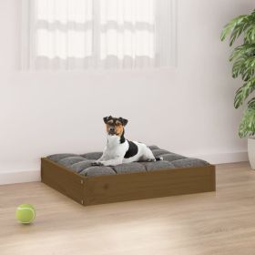 Dog Bed Honey Brown Solid Pine Wood 20.3 x 17.3 x 3.5 in Durable