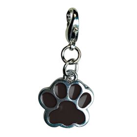 Shiny Paw Print Enamel Charm (Color: Black, size: 5/8" X 5/8")