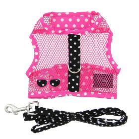 Cool Mesh Dog Harness Under the Sea Collection (Color: Sunglasses Pink and Black Polka Dot, size: X-Small)