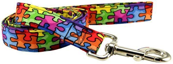 Autism Awareness Rainbow Puzzle Dog Leash (Option: X-Small)