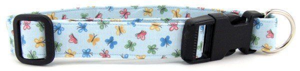 Pastel Blue Butterflies Dog Collar (Option: X-Small)