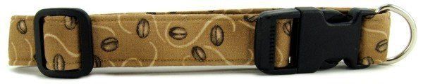 Coffee Beans on Tan Dog Collar (Option: Small)