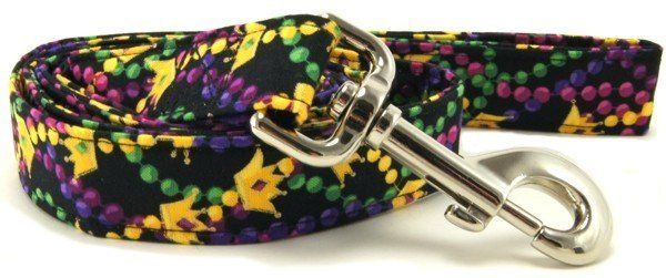 Mardi Gras Beads & Crowns Dog Leash (Option: X-Small)