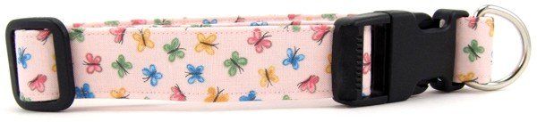 Pastel Pink Butterflies Dog Collar (Option: X-Small)