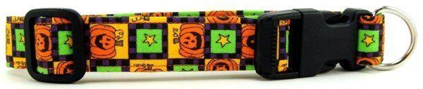 Pumpkin Squares Dog Collar (Option: Small)