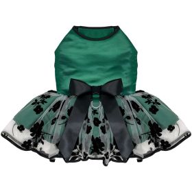 Green and Black Satin Dog Dress (size: X-Small)