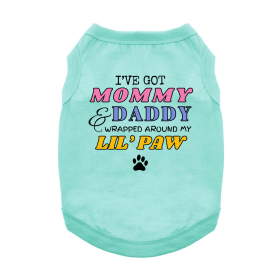 Wrapped Around My Lil Paw Dog Shirt (Color: Teal, size: X-Small)